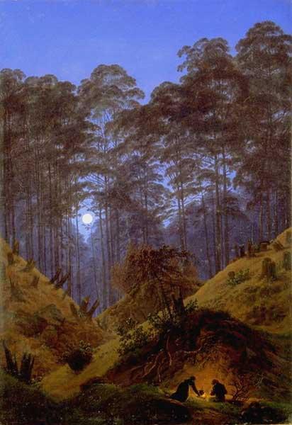 Caspar David Friedrich Tannenwald im Mondschein